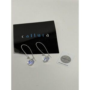 Callura Swarovski Crystal Dangle Drop Earrings Sterling Silver Clear Gemstone